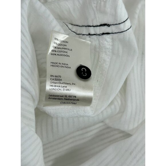 WE THE FREE Black Tie Tux Shirt Sz L White Pintuck Button Up Tunic 100% Cotton - Picture 11 of 12